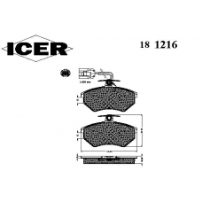 181216 ICER Комплект тормозных колодок, дисковый тормоз