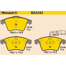 BA2242 BARUM Комплект тормозных колодок, дисковый тормоз