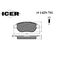 181429-701 ICER Комплект тормозных колодок, дисковый тормоз