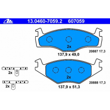 13.0460-7059.2 ATE Комплект тормозных колодок, дисковый тормоз