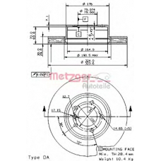 24885 V METZGER Тормозной диск