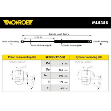 ML5358 MONROE Газовая пружина, капот