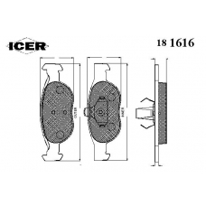 181616 ICER Комплект тормозных колодок, дисковый тормоз