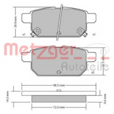 1170360 METZGER Комплект тормозных колодок, дисковый тормоз