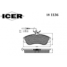 181136 ICER Комплект тормозных колодок, дисковый тормоз