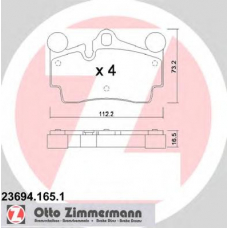 23694.165.9 ZIMMERMANN Комплект тормозных колодок, дисковый тормоз