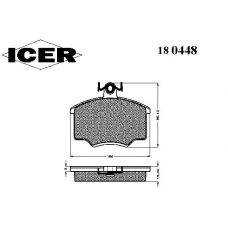 180448 ICER Комплект тормозных колодок, дисковый тормоз