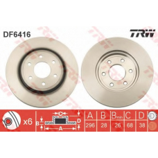 DF6416 TRW Тормозной диск