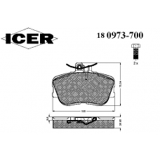 180973-700 ICER Комплект тормозных колодок, дисковый тормоз
