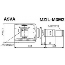 MZIL-M3M2 ASVA Шарнирный комплект, приводной вал