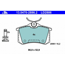 13.0470-2886.2 ATE Комплект тормозных колодок, дисковый тормоз