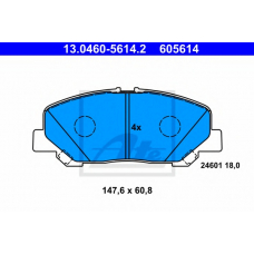 13.0460-5614.2 ATE Комплект тормозных колодок, дисковый тормоз