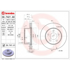 09.7421.81 BREMBO Тормозной диск