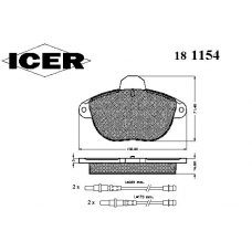 181154 ICER Комплект тормозных колодок, дисковый тормоз