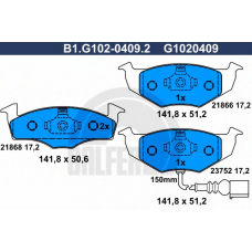 B1.G102-0409.2 GALFER Комплект тормозных колодок, дисковый тормоз