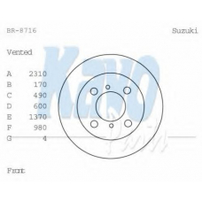 BR-8716 KAVO PARTS Тормозной диск