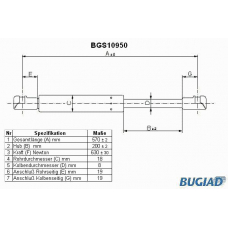 BGS10950 BUGIAD Газовая пружина, крышка багажник