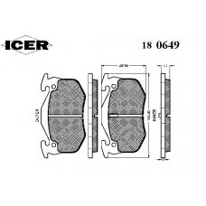 180649 ICER Комплект тормозных колодок, дисковый тормоз