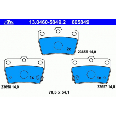 13.0460-5849.2 ATE Комплект тормозных колодок, дисковый тормоз