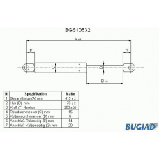 BGS10532 BUGIAD Газовая пружина, капот