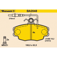 BA2048 BARUM Комплект тормозных колодок, дисковый тормоз