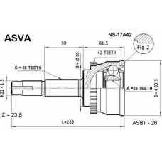 NS-17A42 ASVA Шарнирный комплект, приводной вал