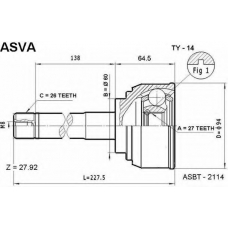 TY-14 ASVA Шарнирный комплект, приводной вал