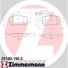 25180.190.2 ZIMMERMANN Комплект тормозных колодок, дисковый тормоз