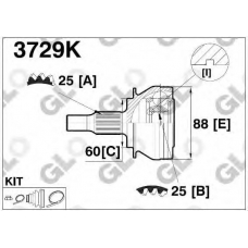 3729K GLO Шарнирный комплект, приводной вал