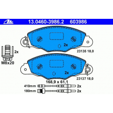 13.0460-3986.2 ATE Комплект тормозных колодок, дисковый тормоз