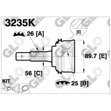 3235K GLO Шарнирный комплект, приводной вал