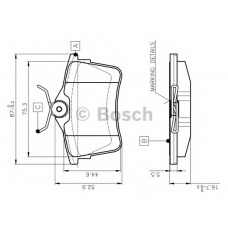 0 986 TB3 091 BOSCH Комплект тормозных колодок, дисковый тормоз