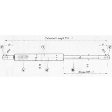 38 09 95-91 JOHNS Газовая пружина, крышка багажник