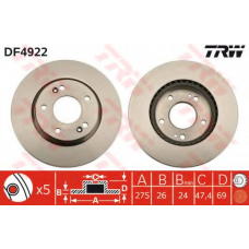 DF4922 TRW Тормозной диск