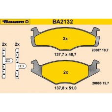 BA2132 BARUM Комплект тормозных колодок, дисковый тормоз