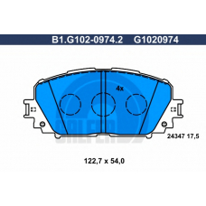 B1.G102-0974.2 GALFER Комплект тормозных колодок, дисковый тормоз