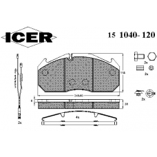 151040-120 ICER Комплект тормозных колодок, дисковый тормоз