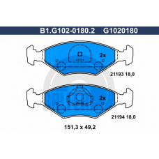 B1.G102-0180.2 GALFER Комплект тормозных колодок, дисковый тормоз