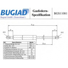 BGS11081 BUGIAD Газовая пружина, крышка багажник