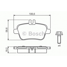 0 986 494 664 BOSCH Комплект тормозных колодок, дисковый тормоз