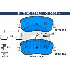 B1.G102-0514.2 GALFER Комплект тормозных колодок, дисковый тормоз