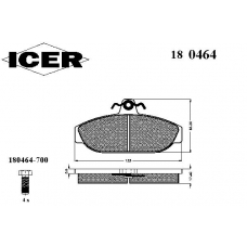 180464 ICER Комплект тормозных колодок, дисковый тормоз