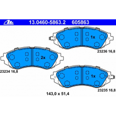 13.0460-5863.2 ATE Комплект тормозных колодок, дисковый тормоз
