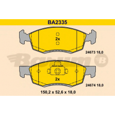 BA2335 BARUM Комплект тормозных колодок, дисковый тормоз