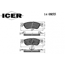 140855 ICER Комплект тормозных колодок, дисковый тормоз