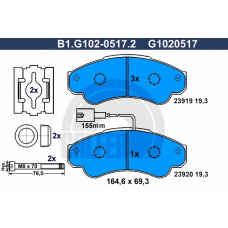 B1.G102-0517.2 GALFER Комплект тормозных колодок, дисковый тормоз