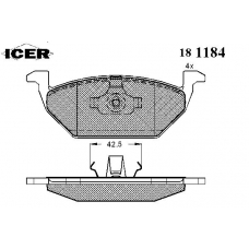 181184 ICER Комплект тормозных колодок, дисковый тормоз