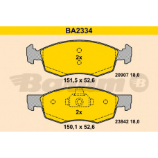 BA2334 BARUM Комплект тормозных колодок, дисковый тормоз