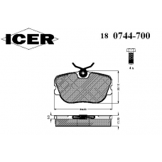 180744-700 ICER Комплект тормозных колодок, дисковый тормоз