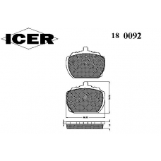 180092 ICER Комплект тормозных колодок, дисковый тормоз